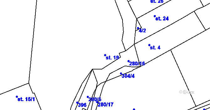 Parcela st. 19 v KÚ Chramostek, Katastrální mapa