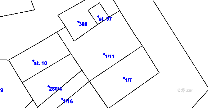 Parcela st. 1/11 v KÚ Chramostek, Katastrální mapa