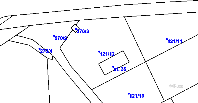 Parcela st. 121/12 v KÚ Chramostek, Katastrální mapa