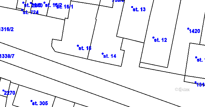 Parcela st. 14 v KÚ Lužec nad Vltavou, Katastrální mapa