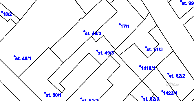 Parcela st. 49/3 v KÚ Lužec nad Vltavou, Katastrální mapa