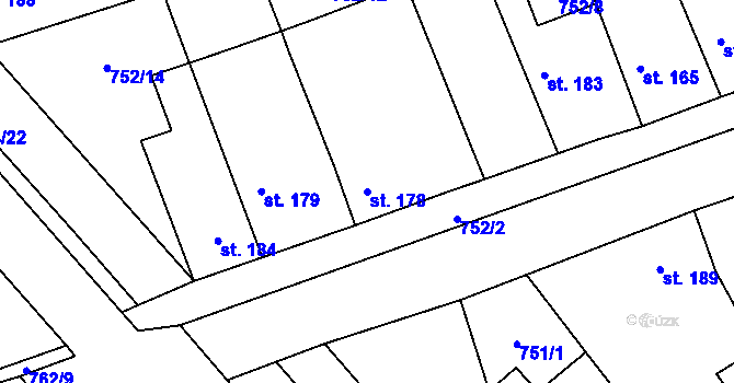 Parcela st. 178 v KÚ Lužec nad Vltavou, Katastrální mapa