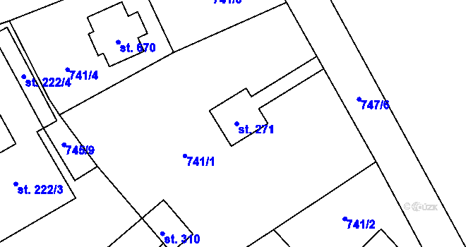 Parcela st. 271 v KÚ Lužec nad Vltavou, Katastrální mapa