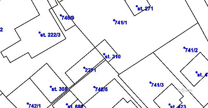 Parcela st. 310 v KÚ Lužec nad Vltavou, Katastrální mapa