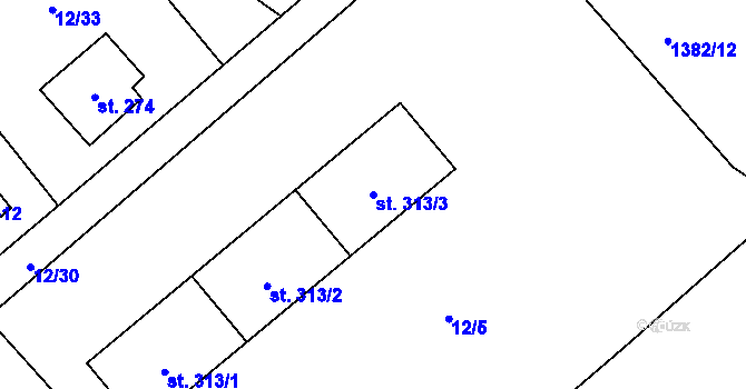 Parcela st. 313/3 v KÚ Lužec nad Vltavou, Katastrální mapa