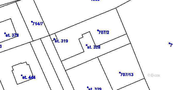 Parcela st. 328 v KÚ Lužec nad Vltavou, Katastrální mapa