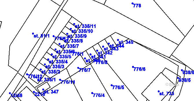 Parcela st. 342 v KÚ Lužec nad Vltavou, Katastrální mapa
