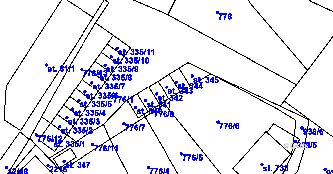 Parcela st. 343 v KÚ Lužec nad Vltavou, Katastrální mapa