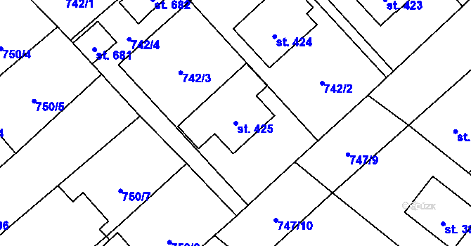 Parcela st. 425 v KÚ Lužec nad Vltavou, Katastrální mapa