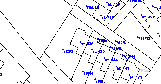 Parcela st. 436 v KÚ Lužec nad Vltavou, Katastrální mapa