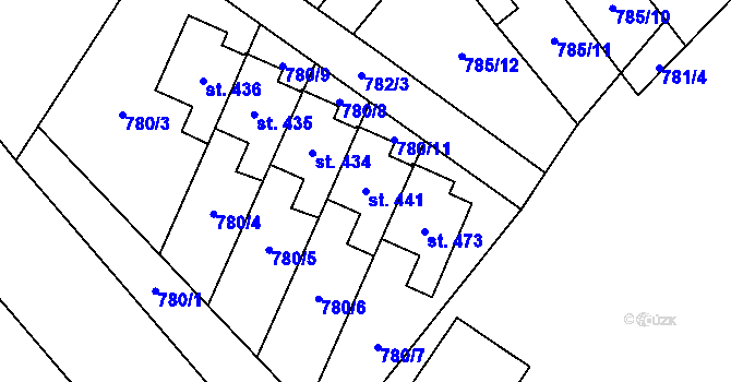 Parcela st. 441 v KÚ Lužec nad Vltavou, Katastrální mapa