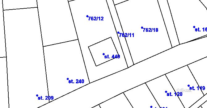 Parcela st. 449 v KÚ Lužec nad Vltavou, Katastrální mapa