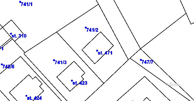 Parcela st. 471 v KÚ Lužec nad Vltavou, Katastrální mapa