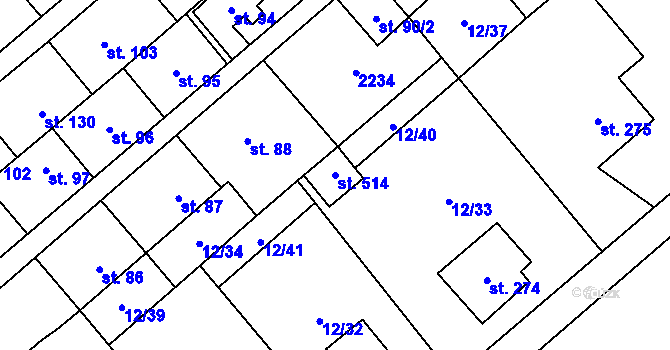 Parcela st. 514 v KÚ Lužec nad Vltavou, Katastrální mapa