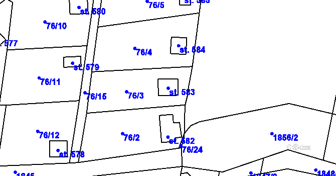 Parcela st. 583 v KÚ Lužec nad Vltavou, Katastrální mapa