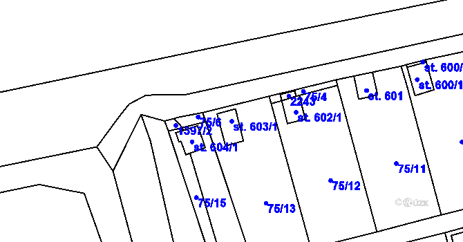 Parcela st. 603/1 v KÚ Lužec nad Vltavou, Katastrální mapa