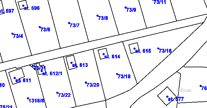 Parcela st. 614 v KÚ Lužec nad Vltavou, Katastrální mapa