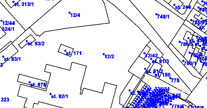 Parcela st. 12/2 v KÚ Lužec nad Vltavou, Katastrální mapa