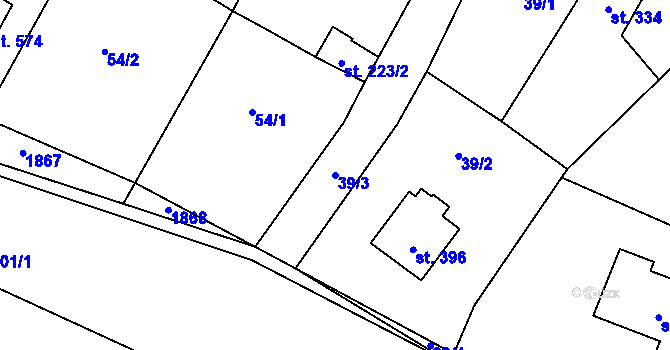 Parcela st. 39/3 v KÚ Lužec nad Vltavou, Katastrální mapa