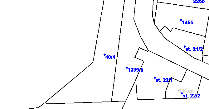 Parcela st. 40/4 v KÚ Lužec nad Vltavou, Katastrální mapa