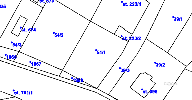 Parcela st. 54/1 v KÚ Lužec nad Vltavou, Katastrální mapa