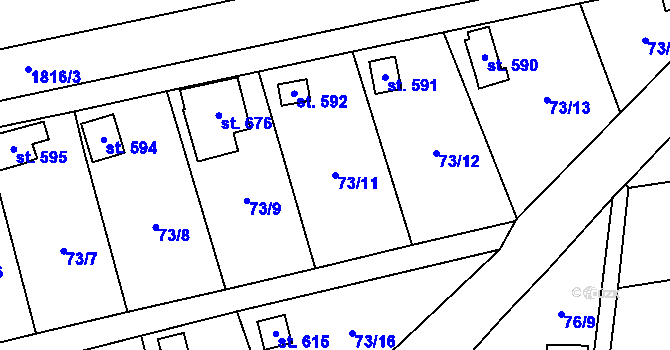 Parcela st. 73/11 v KÚ Lužec nad Vltavou, Katastrální mapa