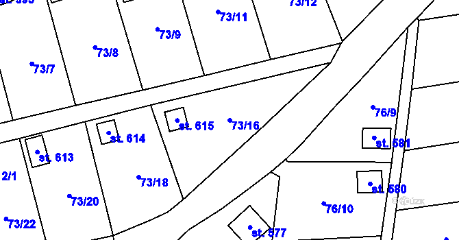 Parcela st. 73/16 v KÚ Lužec nad Vltavou, Katastrální mapa