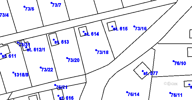 Parcela st. 73/18 v KÚ Lužec nad Vltavou, Katastrální mapa