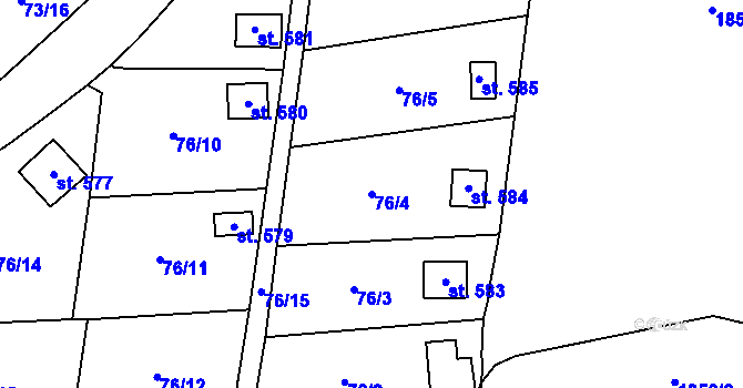 Parcela st. 76/4 v KÚ Lužec nad Vltavou, Katastrální mapa