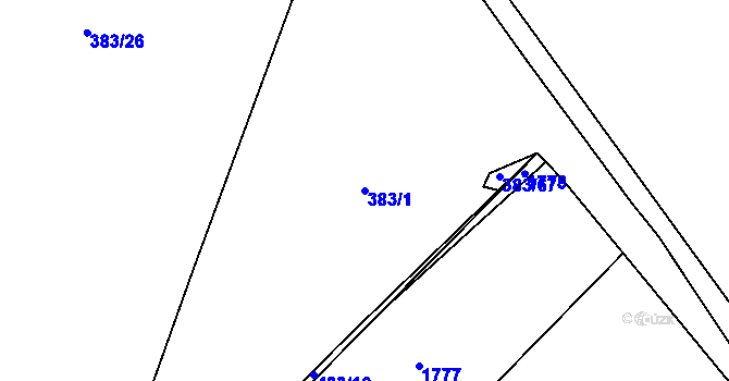 Parcela st. 383/1 v KÚ Lužec nad Vltavou, Katastrální mapa