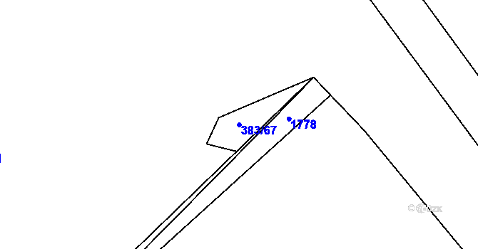 Parcela st. 383/67 v KÚ Lužec nad Vltavou, Katastrální mapa