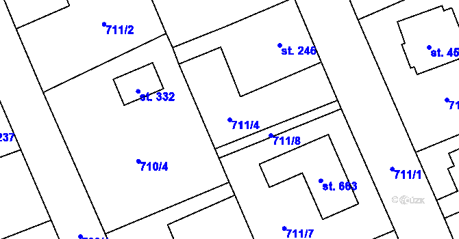 Parcela st. 711/4 v KÚ Lužec nad Vltavou, Katastrální mapa