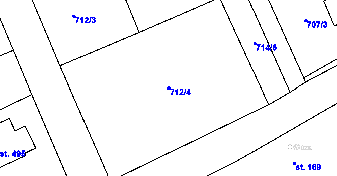 Parcela st. 712/4 v KÚ Lužec nad Vltavou, Katastrální mapa