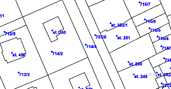 Parcela st. 714/4 v KÚ Lužec nad Vltavou, Katastrální mapa