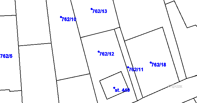 Parcela st. 762/12 v KÚ Lužec nad Vltavou, Katastrální mapa