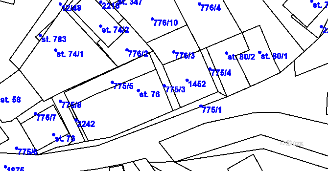Parcela st. 775/3 v KÚ Lužec nad Vltavou, Katastrální mapa