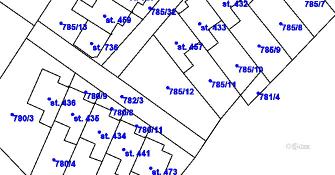 Parcela st. 785/12 v KÚ Lužec nad Vltavou, Katastrální mapa