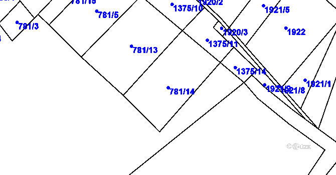 Parcela st. 781/14 v KÚ Lužec nad Vltavou, Katastrální mapa