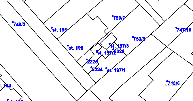 Parcela st. 197/2 v KÚ Lužec nad Vltavou, Katastrální mapa