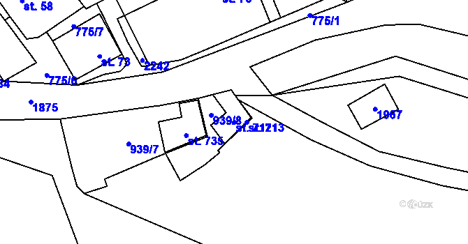 Parcela st. 712 v KÚ Lužec nad Vltavou, Katastrální mapa