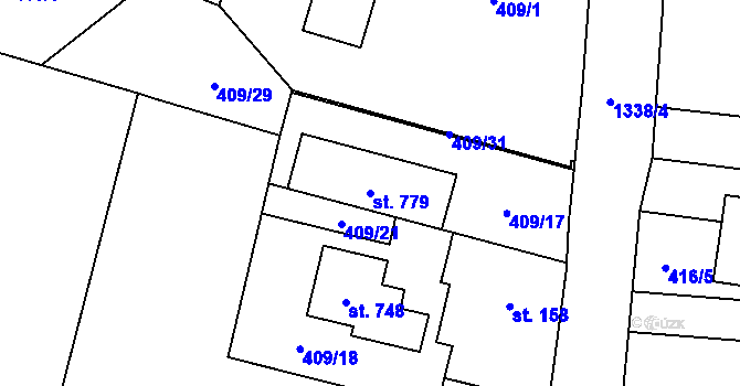 Parcela st. 779 v KÚ Lužec nad Vltavou, Katastrální mapa