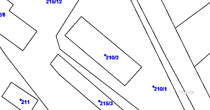 Parcela st. 210/2 v KÚ Luženice, Katastrální mapa