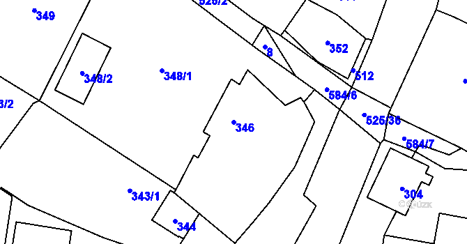 Parcela st. 346 v KÚ Luženice, Katastrální mapa