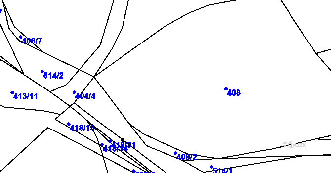 Parcela st. 407 v KÚ Luženice, Katastrální mapa