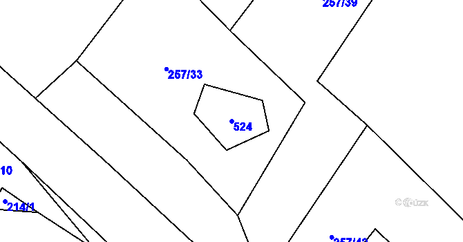 Parcela st. 524 v KÚ Luženice, Katastrální mapa