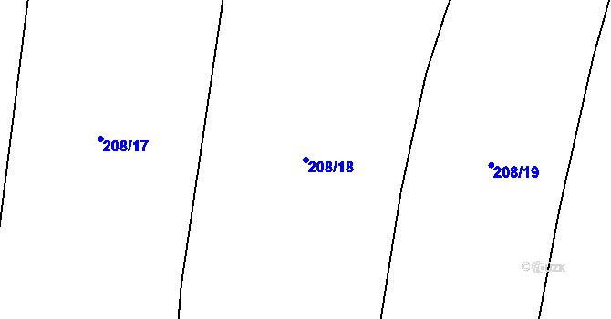 Parcela st. 208/18 v KÚ Luženice, Katastrální mapa