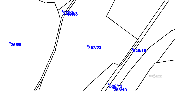 Parcela st. 257/23 v KÚ Luženice, Katastrální mapa