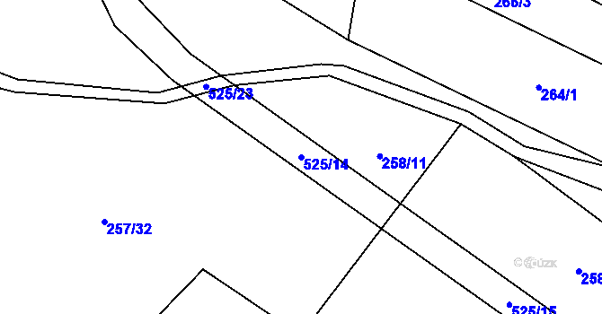 Parcela st. 525/14 v KÚ Luženice, Katastrální mapa