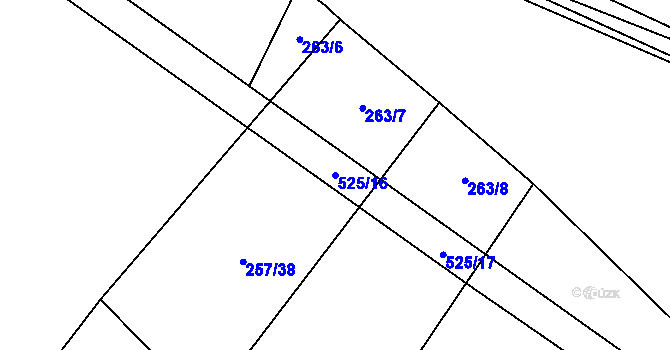 Parcela st. 525/16 v KÚ Luženice, Katastrální mapa