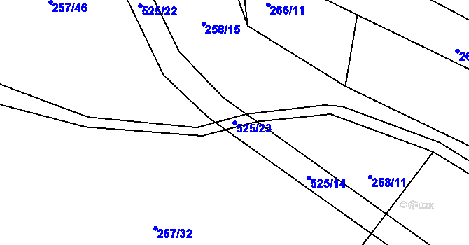 Parcela st. 525/23 v KÚ Luženice, Katastrální mapa